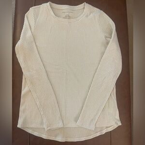 American Eagle Cream Ribbed Long Sleeve Top